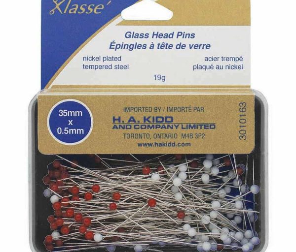 Épingles à têtes en verre
