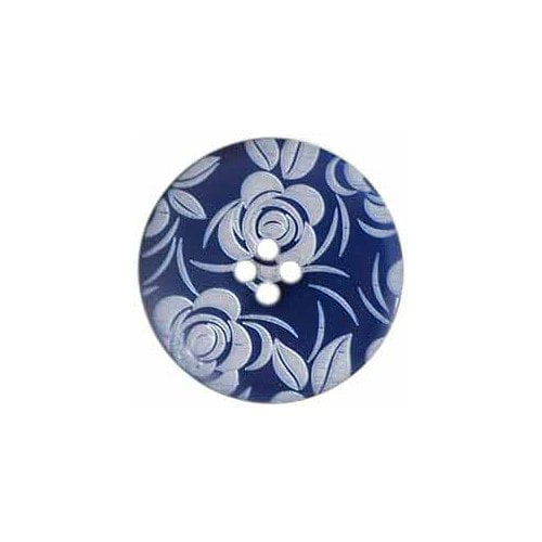 Bouton fleur bleu blanc 28mm