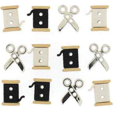 Boutons Sew cute spools/scissors