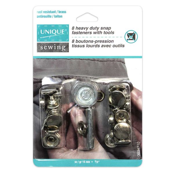 Boutons pression métal argent jeu de pose-15mm – Image 2