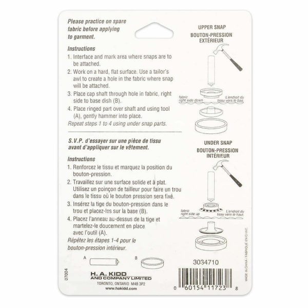Boutons pression métal argent jeu de pose-15mm – Image 3