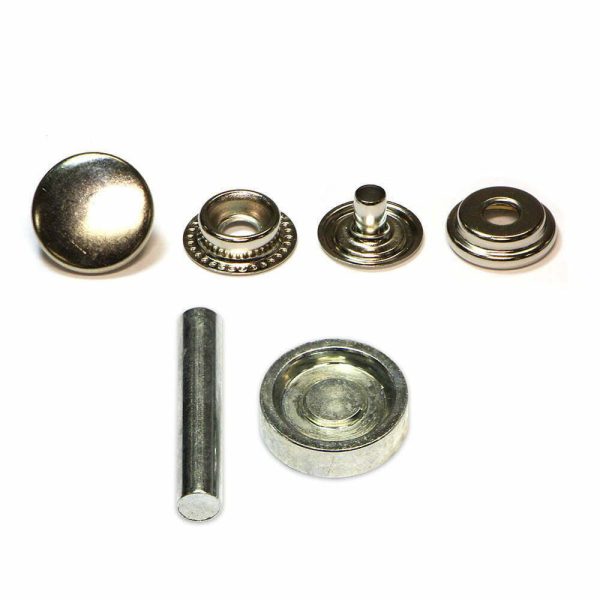 Boutons pression métal argent jeu de pose-15mm