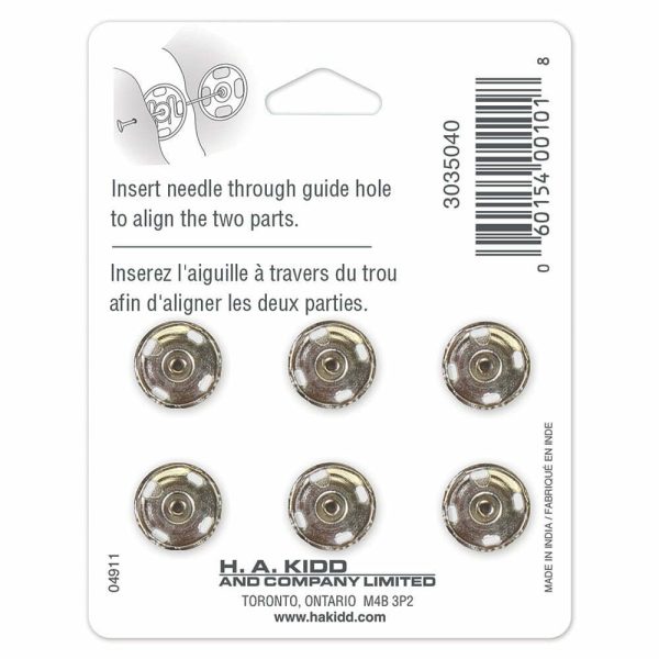 Boutons pression métal à coudre Nickel-13mm – Image 3