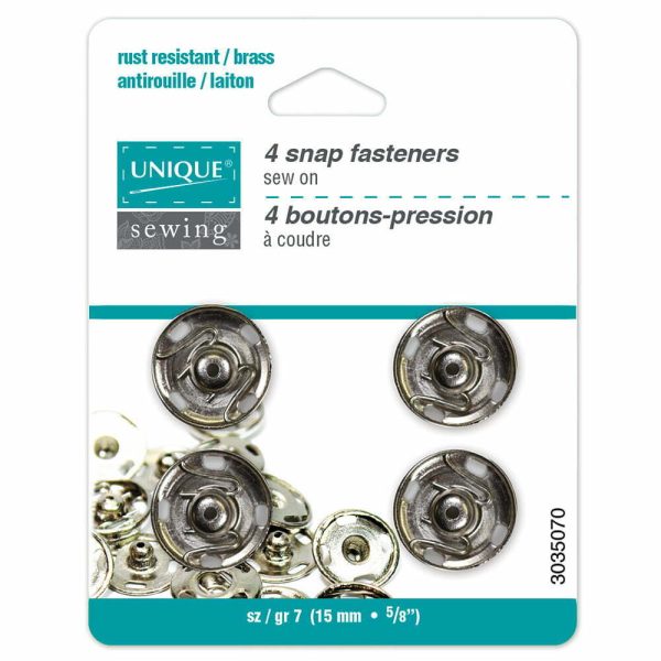 Boutons pression à coudre métal nickel-15mm – Image 2