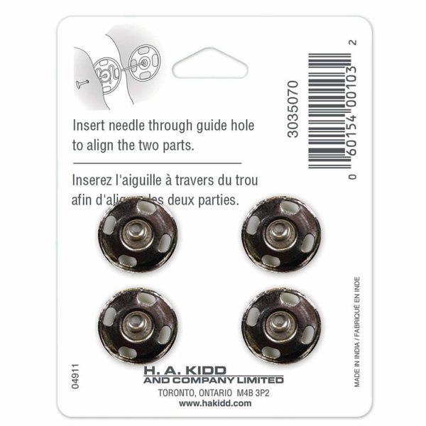 Boutons pression à coudre métal nickel-15mm – Image 3