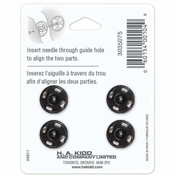 Boutons pression métal à coudre noir-15mm – Image 3