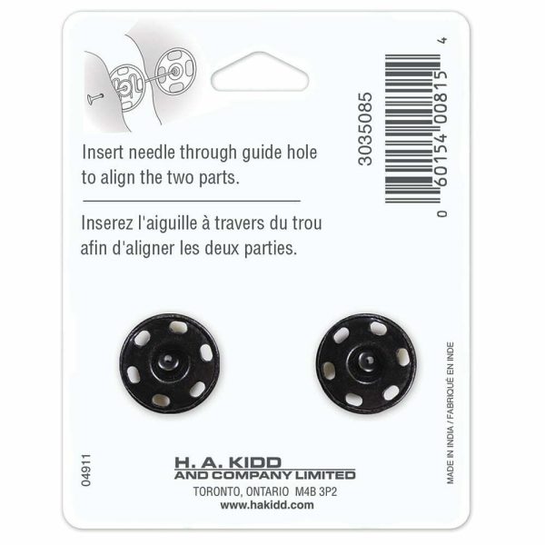 Bouton pression métal à coudre noir-18mm – Image 3