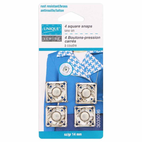 Ensemble de boutons pression argents de forme carré-14mm – Image 2