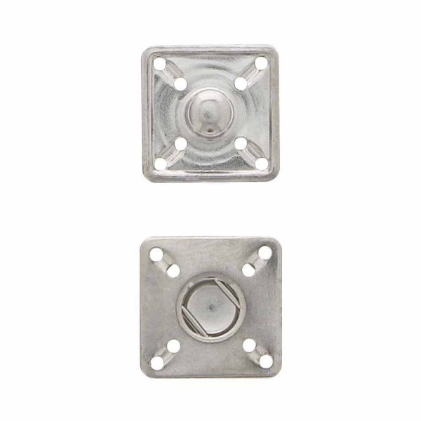 Ensemble de boutons pression argents de forme carré-14mm