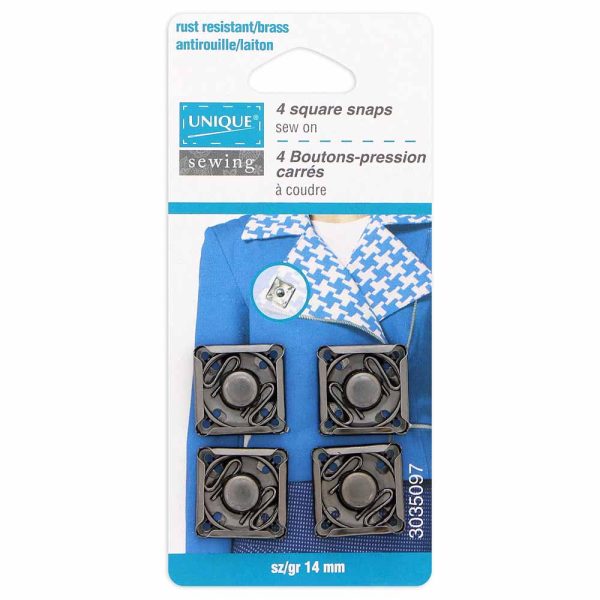 Ensemble de boutons pression métal gun de forme carré-14mm – Image 2