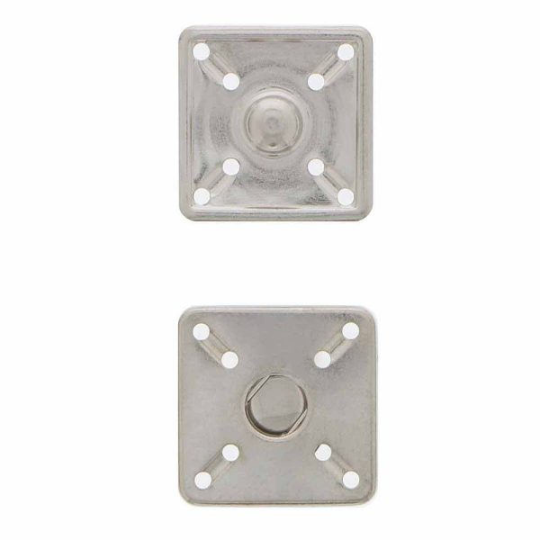 Ensemble de boutons pression argent de forme carré-21mm