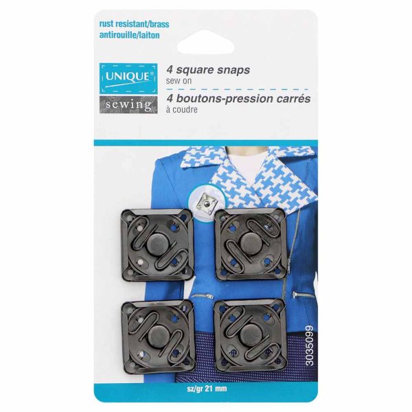 Ensemble de boutons pression métal gun de forme carré-21mm – Image 2