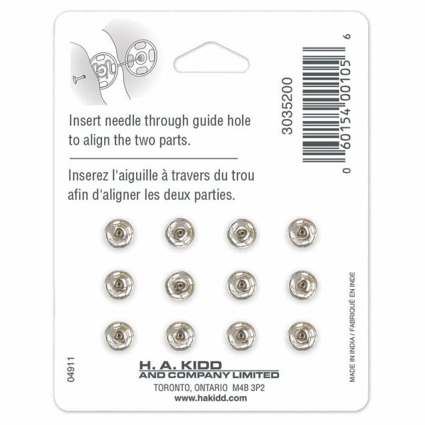 Boutons pression métal à coudre nickel-6mm – Image 3