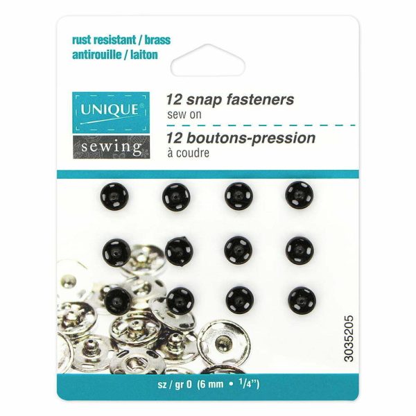 Bouton pression métal à coudre noir-6mm – Image 2