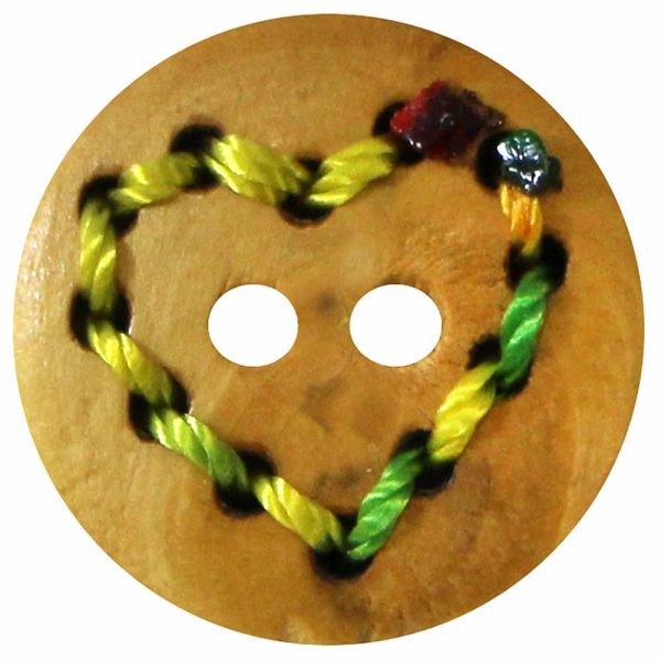 Bouton en bois avec fils multi couleurs 23mm