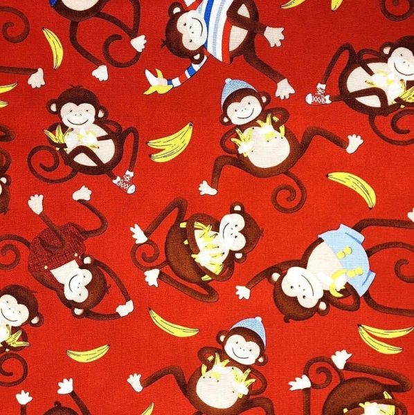 Singes sur fond rouge