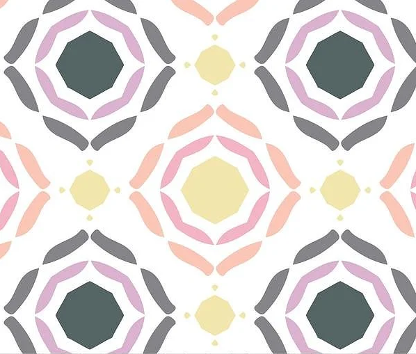 Cotton lilac & peach geometric shapes