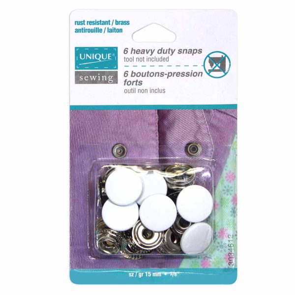 Ensemble de boutons pression en métal blanc-15mm