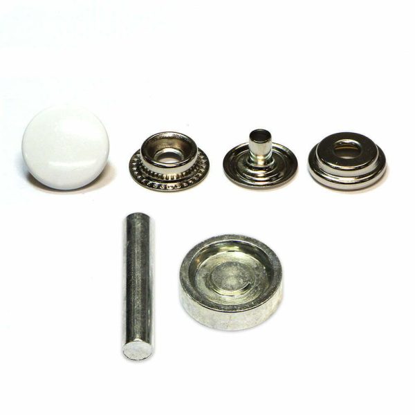 Boutons pressions métal blanc et jeu de pose-15mm