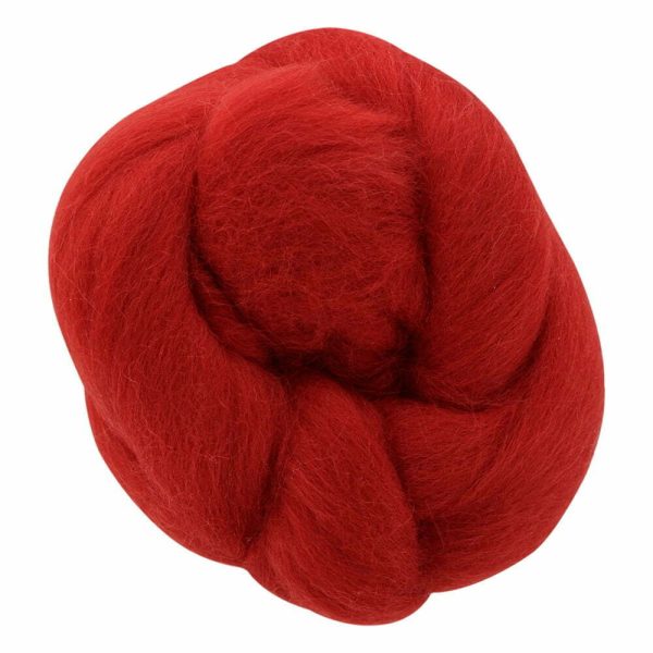 Laine à mèche pour le feutrage naturelle - 25g - rouge