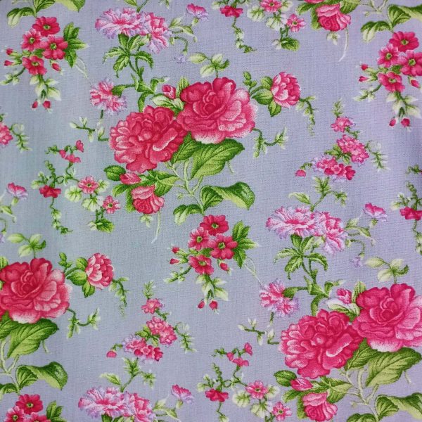 Fleurs roses -  Gris