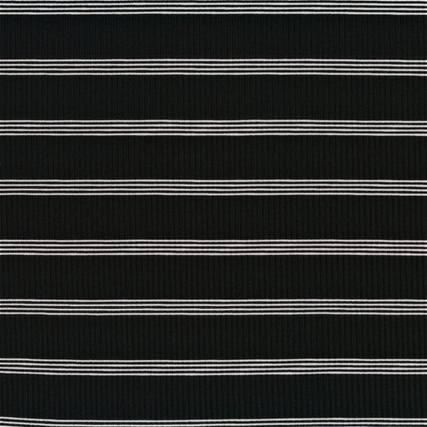 Tricot rib rayures blanches - Noir