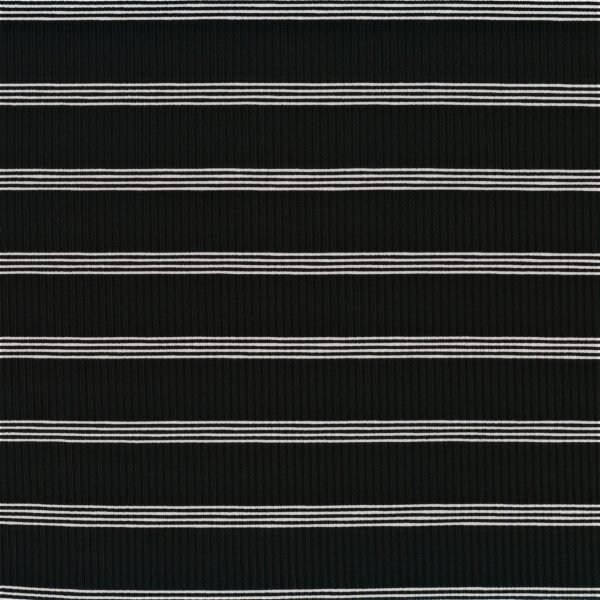 Tricot rib rayures blanches - Noir