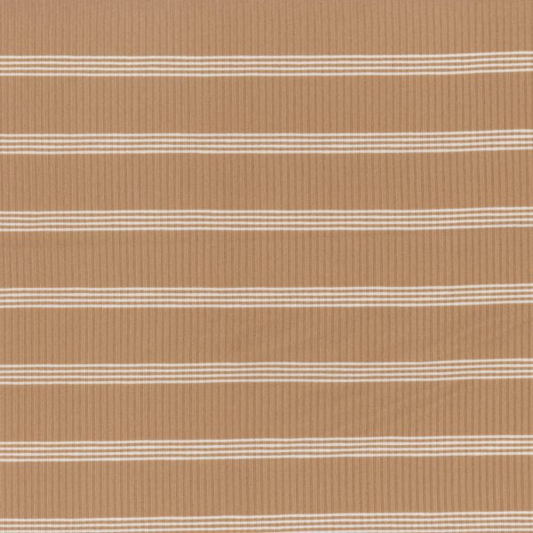 Tricot rib rayures blanches - Peanut