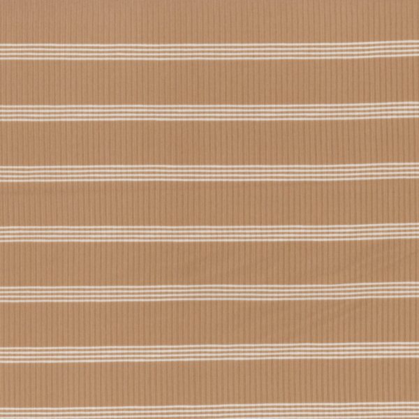 Tricot rib rayures blanches - Peanut