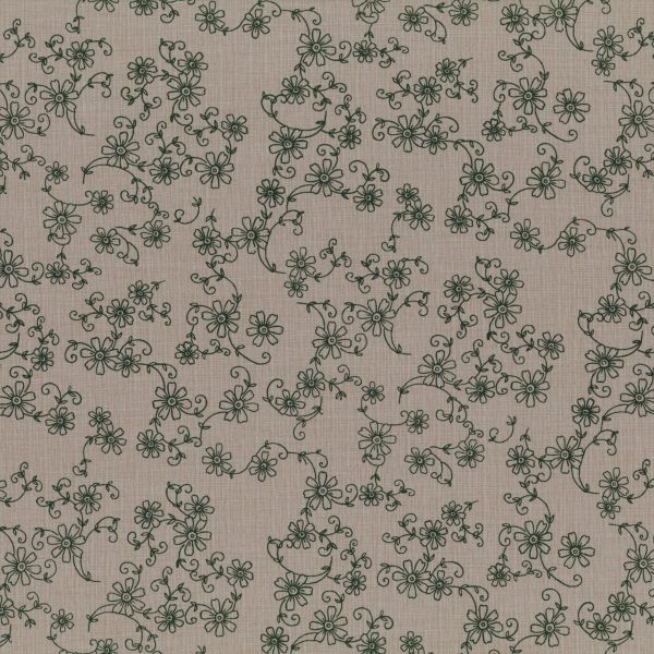 Tissé fleurs noires - Gris