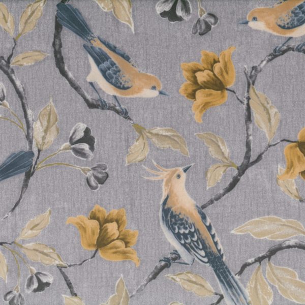 Moineaux et fleurs - Gris