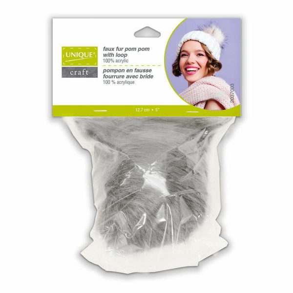 Pompon fausse fourrure - Gris – Image 2