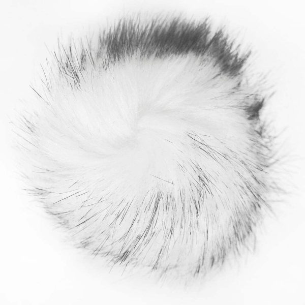 Pompon fausse fourrure - Blanc pointes noires