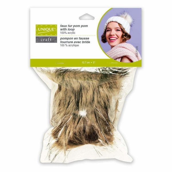 Pompon fausse fourrure - Brun pointes noires – Image 2