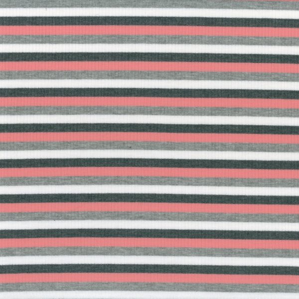 Tricot rib rayures - Rose