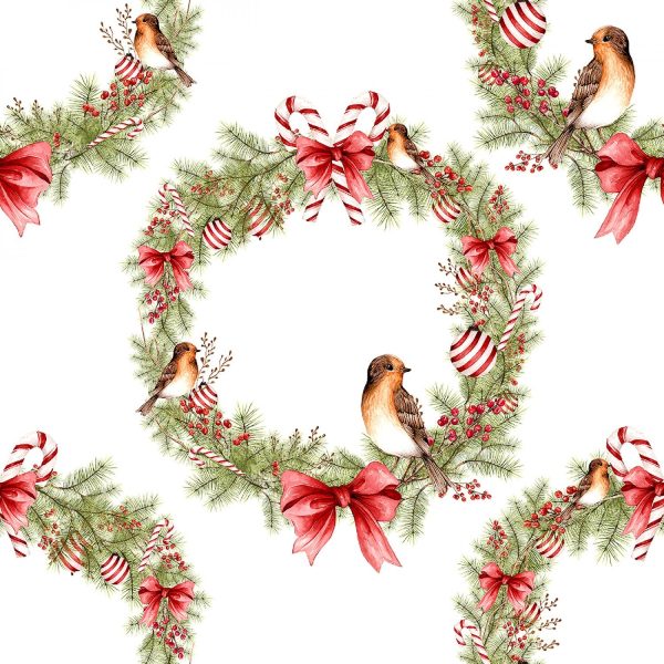 White wreaths and birds