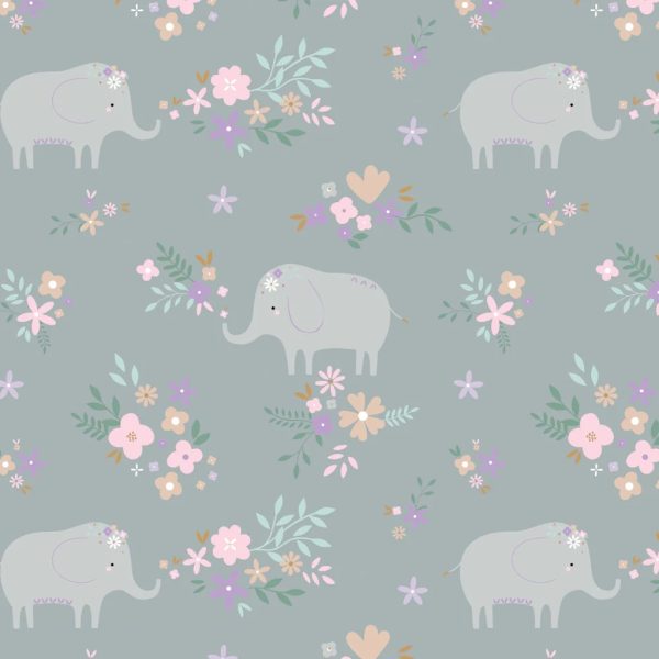 Éléphant doux floral - Gris