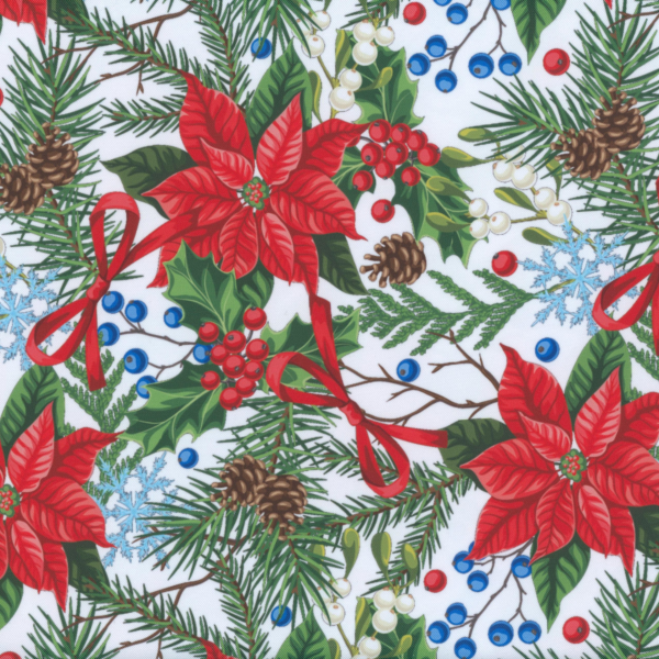 Guis et poinsettia - Blanc