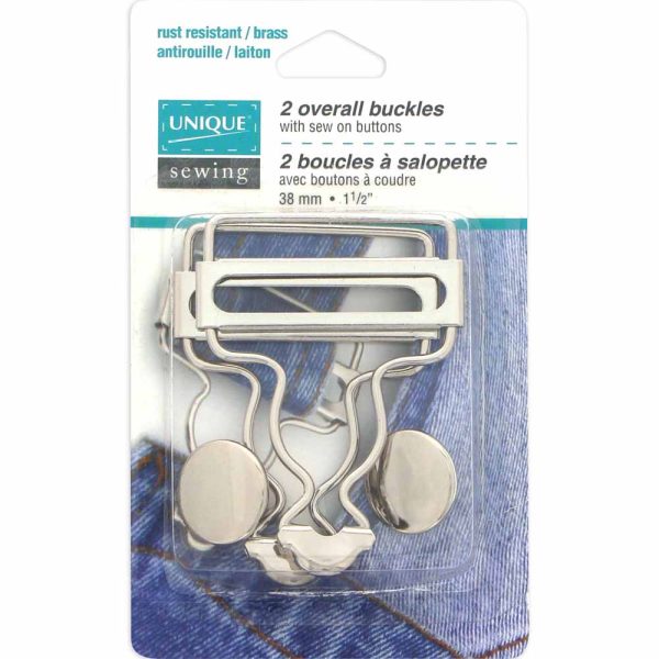 UNIQUE SEWING Boucles de salopette argent - 38mm (11⁄2″) - 2 mcx