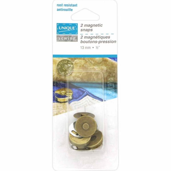 UNIQUE SEWING Magnétique bouton-pression - 13mm (1⁄2″) - or antique - 2 mcx – Image 2