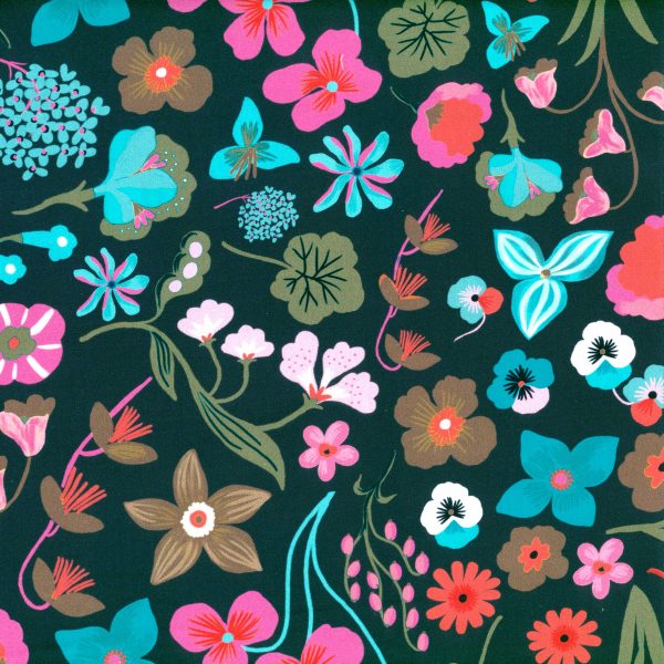 Fleurs multi - Vert foncé