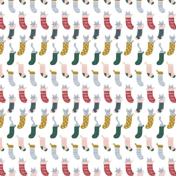 Chats et bas de Noël - Blanc