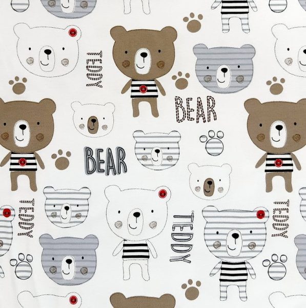 Interlock - Ours et rayures - Blanc