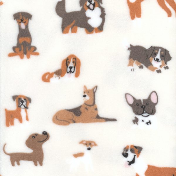 Plush polar - Chiens au repos - Crème