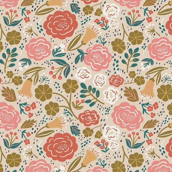 Fleurs vintage - Crème