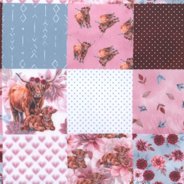 Minky - Vache Écossaise - Rose