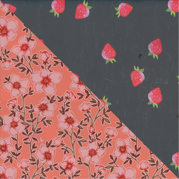 Fleurs et fraises - Corail